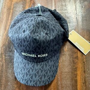Michael Kors Black MK Monogram Adjustable Baseball Cap OS NWT